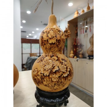 【手工葫芦烙画】花开富贵