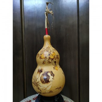 【手工葫芦烙画】瑞兽狗
