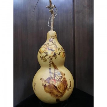 【手工葫芦烙画】献寿图