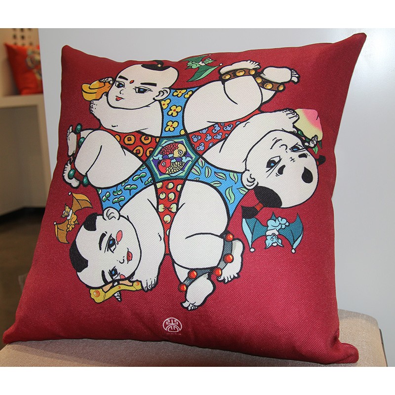 杨家埠年画文创 文创抱枕 红色