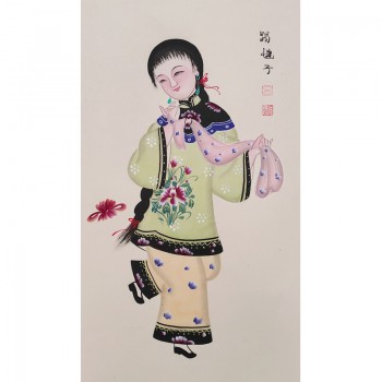 《踢毽子》撲灰年画